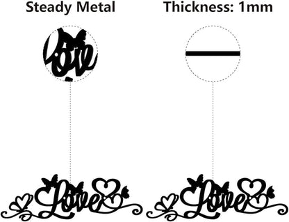 CREATCABIN Love Metal Wall Decor Black Word Sign Wall Hanging Decor Butterfly Iron Wall Art Silhouette Letter Sculpture Decoration Hollow Out Minimalist Ornament for Garden Home Balcony 12 x 4Inch