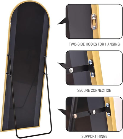 ITSRG Full Length Mirror with Stand, 30"x71" Floor Mirror, Arched Wall Mirror, Gold Arch Mirror