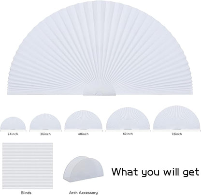 Arch Window Shade Blackout Cellular Shades Half Circle Moon Window Covering No Drill Honeycomb Cordless Blinds for Indoor Window Room Darkening Easy Install Light Blocking Blinds (1, White, 36x18inch)