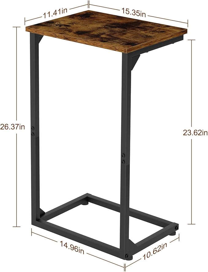 AMHANCIBLE C Shaped End Tables, Couch Side Tables that Slide Under, TV Trays for Living Room, Bedroom, Small Space, Sofa, Brown HET02BBR-1