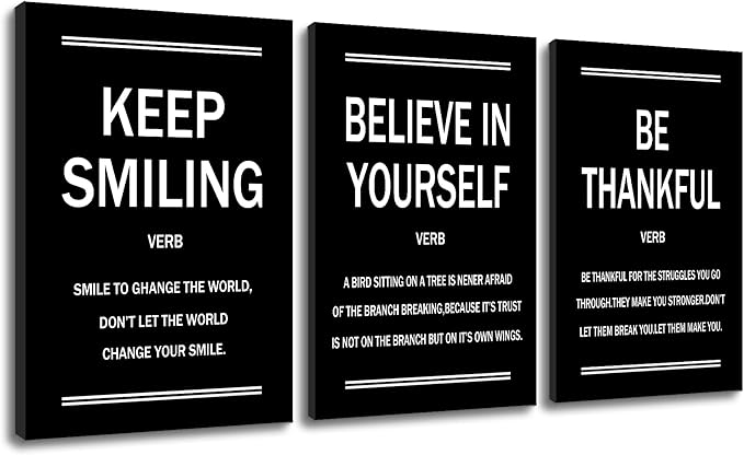 Inspirational Canvas Wall Art Posters Print 3 Pieces Motivational Modern Entrepreneur Quotes Picture Painting Artwork for Home Bedroom Bathroom Gym Wall Decor Stretched and Framed [48''W x 24''H]