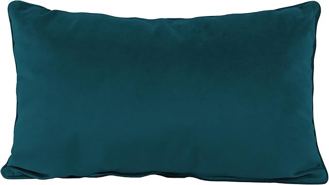 FDP 12" x 20" Velvet Rectangle Lumbar Pillow Set with Piping Decorative Throw Pillow for Home Décor in Living Room, Bedroom or Lounge (2-Pack) - Peacock, 15159-345