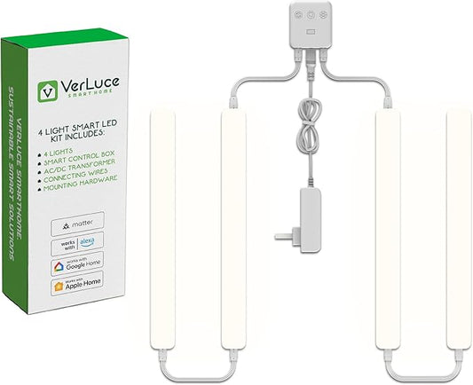 4 Bar Kit - Smart Under Cabinet Lighting - 12” x 360° Wide Angle Bars - 2700K-6500K - 95 CRI - LED - WWA - Works with Alexa, Google, Apple & More - Matter Certified - Plug-in