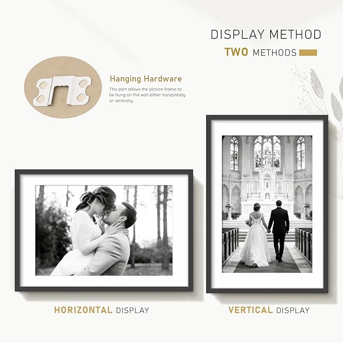 Picrit 24x36 Poster Frame Set of 12, Display 20 x 30 with Mat or 24 x 36 without Mat, Photo Picture Frames for Wall Mounting Display, Black