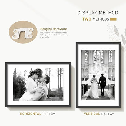 Picrit 24x36 Poster Frame Set of 12, Display 20 x 30 with Mat or 24 x 36 without Mat, Photo Picture Frames for Wall Mounting Display, Black