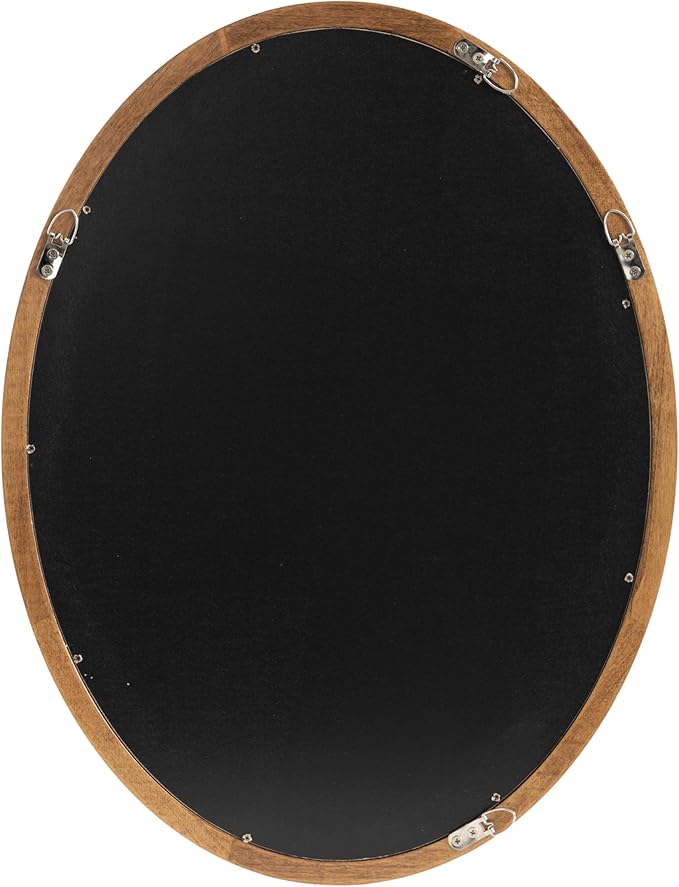 Kate and Laurel Hogan Farmhouse Oval Framed Wall Mirror; 18 x 24; Natural Rustic; Decorative Traditional Wood Mirror with Soft Curvature and Oval Shape