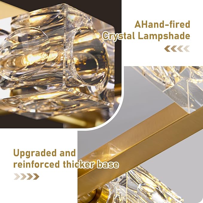 Modern Crystal Chandelier for Dining Room,Gold Pendant Lights Fixture with 10-Lights,Adjustable Height Hanging Ceiling Light for Kitchen Island,Bedroom,Over Table,Living Room