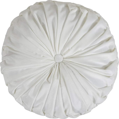 SARO LIFESTYLE Round Velvet Pintucked Poly Filled Throw Pillow (Set of 2)