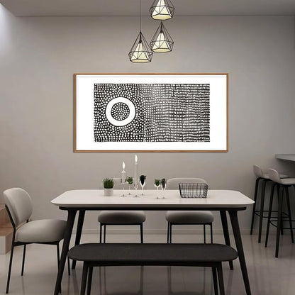 Abstract Round Dot Framed Canvas Wall Art Set,Minimalist Black and White Wall Decor,Modern Mid Century Circle Print,Neutral Geometric Artwork for Living Room,Bedroom-20 x40
