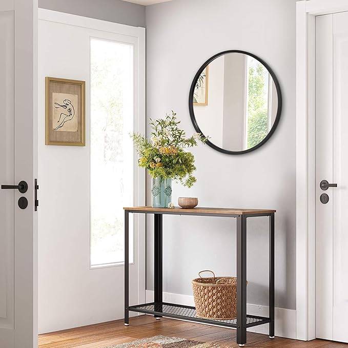 AOAOPQ Black Round Mirror for Wall Small Round for Bathroom Entryway Living Room Hallway Matte Frame Mirrors Anti Rust Hangs Tempered Glass for Bedroom Entry Dining Room