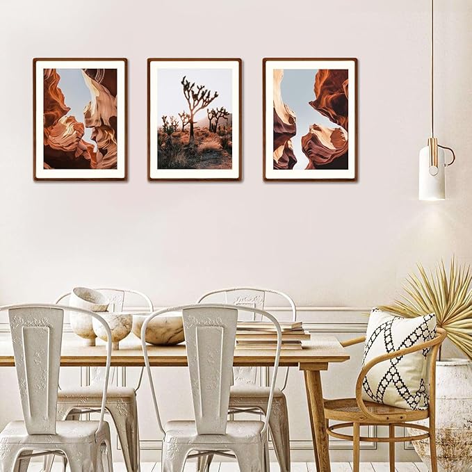 FLECHAZO Solid Walnut 12x16 Frame, Natural Wood 12x16 Picture Frame with Mat for 10x14 Photos, Gallery Wall Poster Frame for Tabletop and Wall Mounting Display