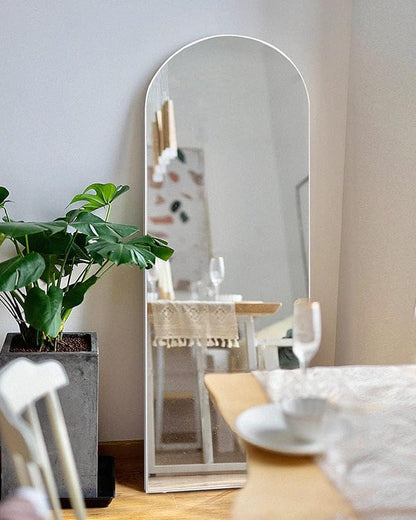 65''x22'' Arched Full Length Mirror with Stand, Full Body Mirror Full Length Floor Freestanding, Wall Mounted Mirrors for Bedroom Living Room Cloakroom (White)