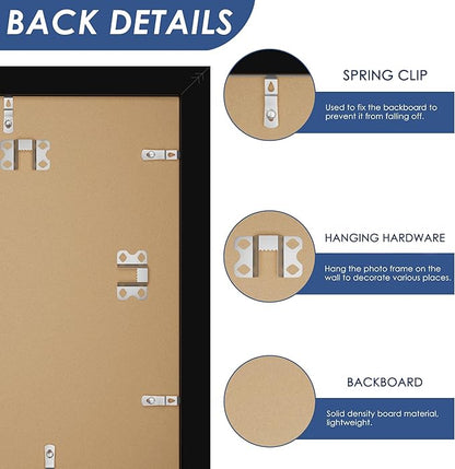 PEALSN 12x15 Picture Frames Set of 6, Display Pictures 11x14 with Mat or 12x15 without Mat for Wall Mounting, Photo Frames Collage for Wall Decor, Black.