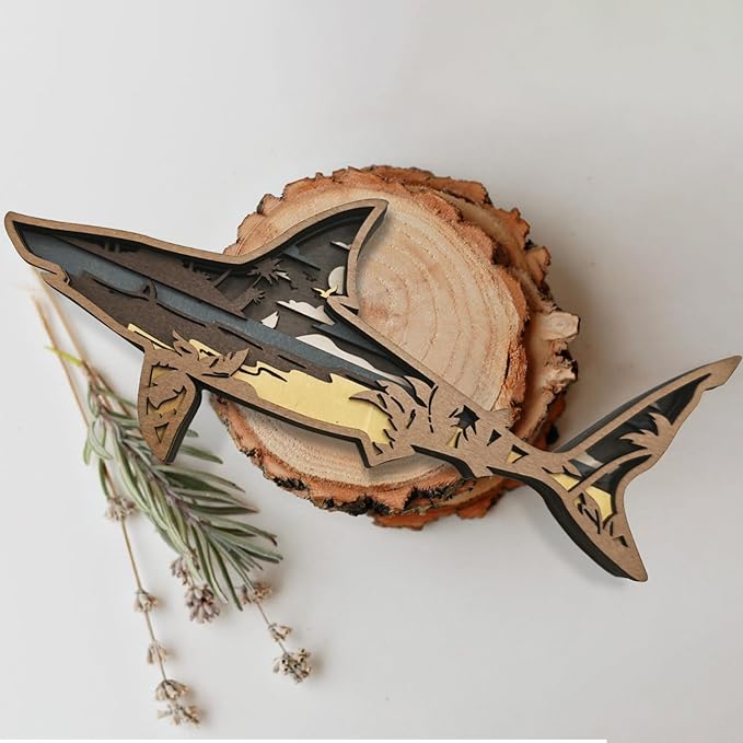 Laozai Wooden Forest Animals Shark Cabin Rustic Decor Wall Decorations Mountain decor for Bedroom Living Room Table Decorative