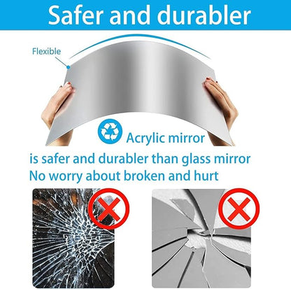 16"x12" Acrylic Mirror Sheet, Flexible Non Glass Body Mirror Tiles Large Self Adhesive Mirror Stickers for Bathroom Bedroom Home Wall Decor (1pc)
