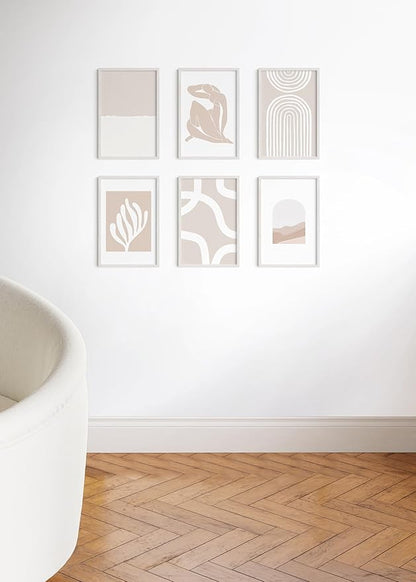 HAUS AND HUES White Oak Wood 11x17 Picture Frames - Set of 6, Contemporary Frames for Posters and Wall Decor