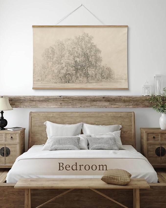 InSimSea 36x54 Large Canvas Scroll Wall Art, Sketch tree Nature Landscape Hanging Painting, Farmhouse Wall Decor for Living Room, Bedroom, Dining Room, Study, Office