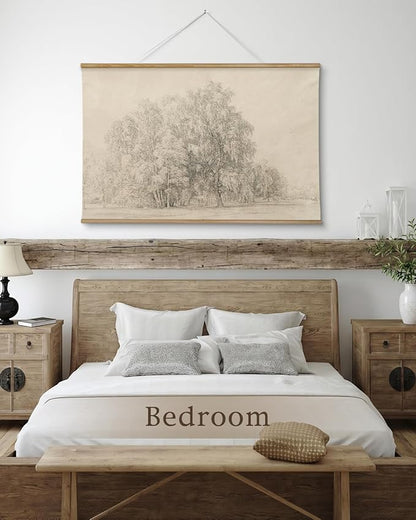 InSimSea 36x54 Large Canvas Scroll Wall Art, Sketch tree Nature Landscape Hanging Painting, Farmhouse Wall Decor for Living Room, Bedroom, Dining Room, Study, Office
