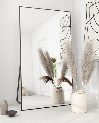 Koonmi 76"x34" Floor Mirror Full Length, Bedroom Floor Body Mirror with Stand, Large Black Mirror, Leaning, Standing or Hanging Horizontally/Vertically
