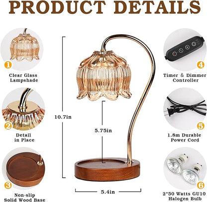 Funistree Candle Warmer Lamp Gift Set with 3 Jar Candles & Gift Box, Gifts for Women Mothers Day Birthday, Mom Sister Friend Gift, Lavender, Vanilla, Ebony, 2 Bulbs