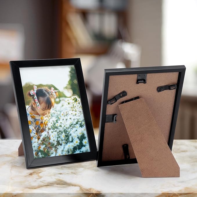 Hoikwo 18 Packs 4x6 Black Multi Plastic Picture Frames Set with Plastic Cover for Family Photos, Artwork, Light Weight Bulk 4 by 6 Frames Pack for Wall Hanging and Table, Stylish Picture Frames