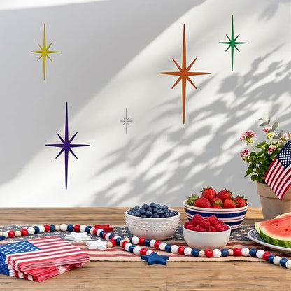 Merriva 5 Pack Colorful Metal Starburst Wall Decor, Mid Century Modern Retro Atomic Star Wall Art Sculptures, Whimsical Eclectic Home Decor for Living Room Bedroom and Playroom