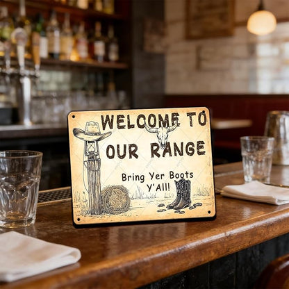 Welcome To Our Ranch Metal Tin Sign Vintage Farmhouse Sign Western Decoration and Country Home Decor for Cowboys Indoors or Outdoors 16x12 Inch