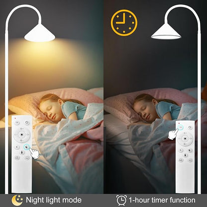 mukuxin LED Floor Lamp, 18W Floor Lamp with Remote & Touch Control, 2700K-6500K Adjustable Eye Caring Standing Light for Living Room, Bedroom, Office