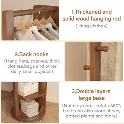 WoodsWhisper Full Length Mirror Coat Rack Solid Wood Floor Mirror 66"x12" Full Length Mirror with Stand Long Mirrors for Bedroom,Living Room (Walnut-Mobile, 66" Lx12 W)