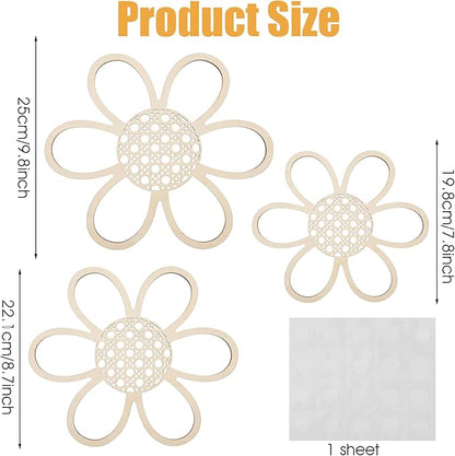 HJZHII 3 Pcs Boho Daisy Wall Decor, Daisy Flower Wall Hanging Pendant Boho Wooden Flower Decors Nursery Art Sign Decor for Home Bedroom Farmhouse Bathroom Office Housewarming Gifts