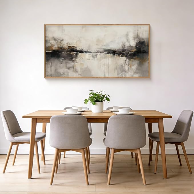HOURIA Large Abstract Neutral Beige & Black Framed Canvas Wall Art Set,Modern Minimalist Brown Wall Decor,Textured Gray Tan Illustrations Artwork for Living Room, Bedroom, Farmhouse- 40"x20"x1