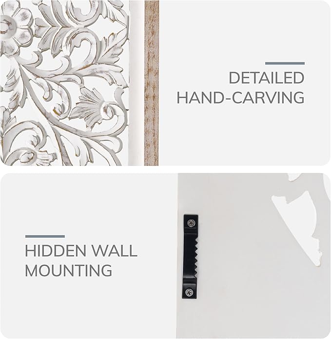 JFY Designs Wall Medallion - Wooden Wall Decor, Hand Carved & Embossed Decorative Wall Sculpture, Boho Farmhouse Wall Art, Perfect for Home, Office or any Living Space
