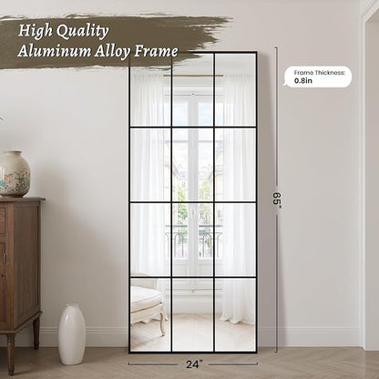 Anpark Windowpane Mirror Full Length 65"x24" Art Pane Wall Mirror Farmhouse Decorative Leaning Hanging Wall Mounted for Bedroom Living Room Entrance