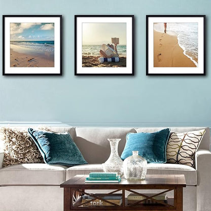 Yaetm 20x20 Black Picture Frame Matted to 16x16 Set of 3, Thin Large Square Frame 20 x 20 for Gallery Wall Display, Hanging Hardware Included (3 Pack, Black)