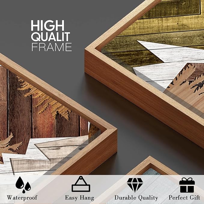 BINCUE Extra Large Mountain Wall Art Farmhouse Mountain Wall Decor Large Landscape Artwork 24x36 Inches Set of 3 Framed Rustic Painting Boho Mountains Artwork for Living Room Bedroom Office