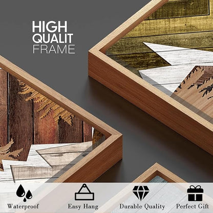 BINCUE Extra Large Mountain Wall Art Farmhouse Mountain Wall Decor Large Landscape Artwork 24x36 Inches Set of 3 Framed Rustic Painting Boho Mountains Artwork for Living Room Bedroom Office