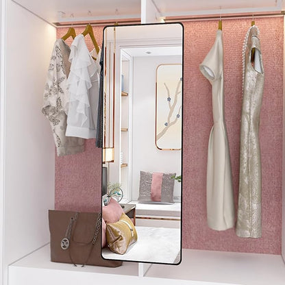 Hideaway Closet Mirror, Retractable Full Length Mirror, 47" x 16" Wall Mounted Mirror, Suitable for Bedroom, Locker Room, Cloakroom