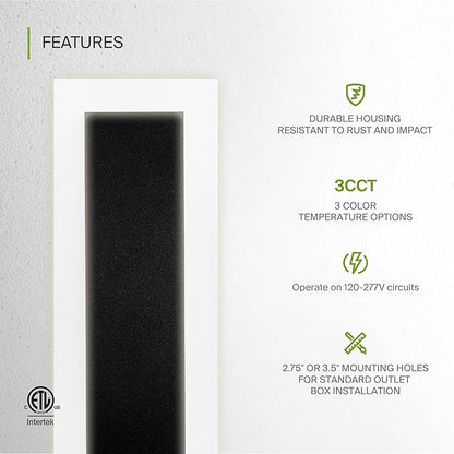 ASD LED 24" Long Wall Mount Light Fixture, Outdoor & Indoor Linear Sconce | 3CCT, Dimmable, Waterproof, Anti-Rust, ETL Listed | 24W 2000LM 3000-5000K 100-277V | Exterior Porch Lighting | Black