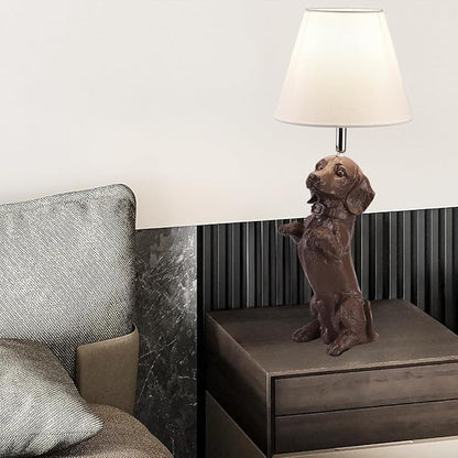 Dachshund Dog Table Lamp Cute Modern Resin Desk Lamp Creative Brown Puppy Nightstand Lamp for Living Room Bedroom Corner Kid’s Room Office