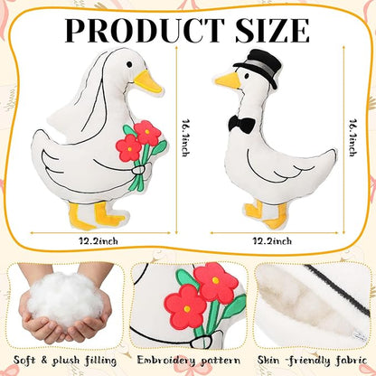 SiliFine 2 Sets Wedding Goose Gifts for Couples 2026 Mr and Mrs Silly Goose Throw Pillow Odd-Shaped Sweet Decorations for Newlyweds Swan Engagement Wedding Birthday Valentine Gift for Wife Husband