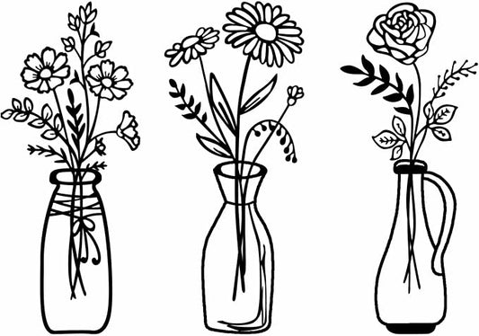 Blueprint Ivy 3 pieces Metal Flowers Wall Arts Minimalist Wall Decor for Living Room Bathroom Dining Room Kitchen Housewarming Gift (Black)