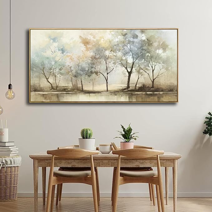 Abstract Wall Art Artwork Retro Trees Pictures Decor Canvas Painting Large Size Framed Ready to Hang Living Room Bedroom and Office Wall Decor 31x70 Inch