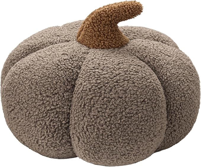 Phantoscope Teddy Plush Pumpkin Pillow, Halloween Super Soft Snowflake Fabric Decorative Cute 3D Shaped Cushion, White, 6 x 12 inches