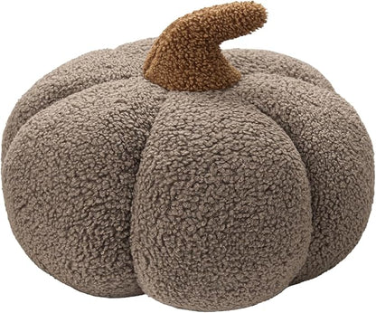 Phantoscope Teddy Plush Pumpkin Pillow, Halloween Super Soft Snowflake Fabric Decorative Cute 3D Shaped Cushion, White, 6 x 12 inches