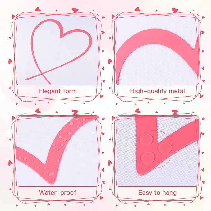KOYILTD 4 Pcs Metal Heart Wall Art for Bedroom Modern Love Heart Wall Decor Metal Wall Decoration above Bed for Living Room Bathroom Office Wedding (Pink, Classic)