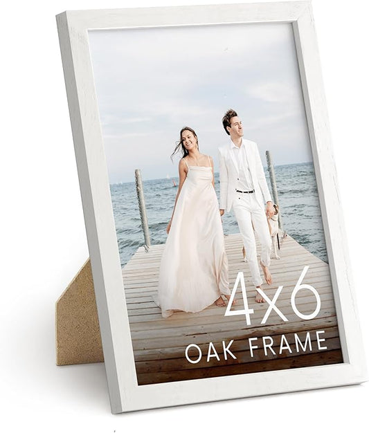 HAUS AND HUES White Oak Wood 4x6 Picture Frame - Natural Frame for Photos and Prints (White Oak Frame)