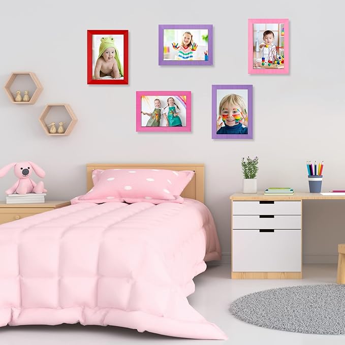 Namalu 12 Pcs Picture Frames Collage Colorful Wall Decor Wood Photo Frames Gallery Wall Pictures Frame Collage Set Art Frames for Kids Art Artwork Wall Tabletop Display, 3 Size
