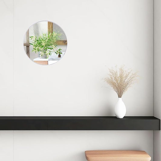 Funerom White Round Mirror 12.6 Inches Circle Mirror Bathroom Mirrors