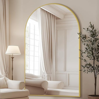 MELOMOIR Arched Full Length Mirror, 44"x72" Oversized Floor Mirror Freestanding, Large Full Body Mirror for Bedroom Living Room, Gold Mirror Full Length with Tempered Glass, Wall Mirror Full Length