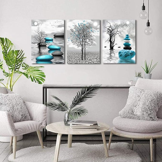 Lapremoly Wall Decor For Living Room Canvas Wall Art For Bedroom Office Decoration Black And White Wall Paintings Inspirational Abstract Blue Pictures Canvas Prints Frame Artwork Home Decor 16x24